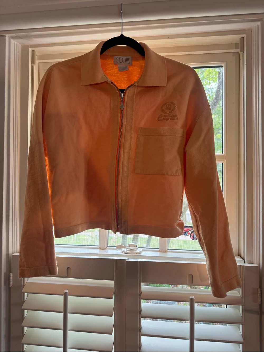 Vintage Orange Sherbet SDIE Boca Pointe Country Club women’s Zip Up Polo Collar